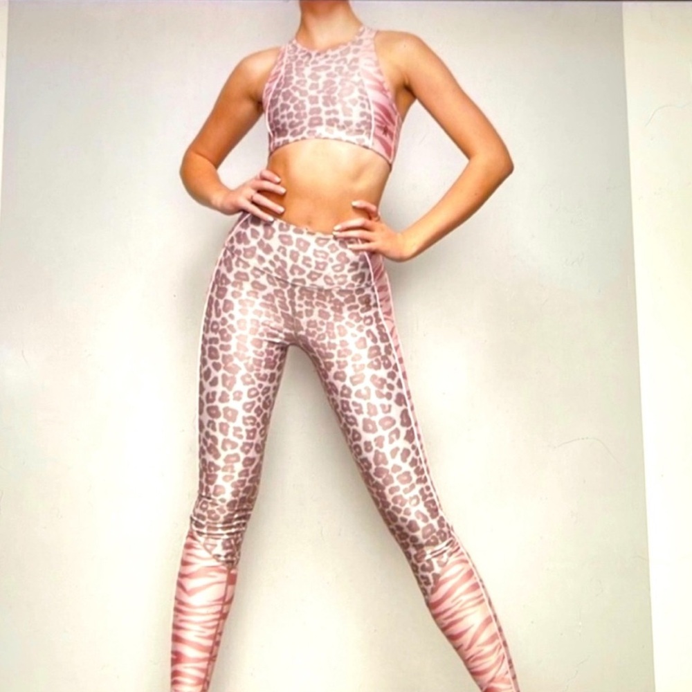 GOOD AMERICAN NWOT PINK LEOPARD & ZEBRA HIGH WAIST BODY SCULPTING LEGGINGS